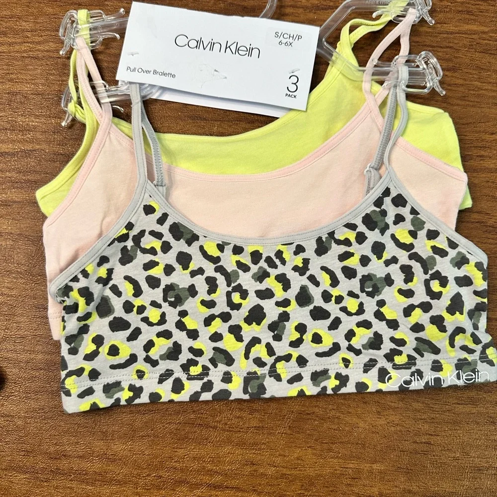 🎀 Calvin Klein Girls Bralette Bundle 2x 3-Pack Size S 6/6X NWT